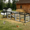 116" Large Chicken Coop with Run, Wooden Hen House Outdoor Poultry Cage 28.41 ft² for 4–6 Chickens, 4 Nesting Boxes, 4 Perches, Easy-Clean Slide Out Tray, Expandable Backyard Coop