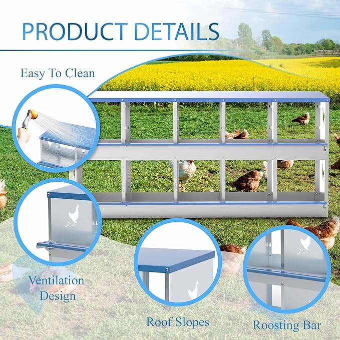 10 Compartments Chicken Nesting Box Laying Boxes for Chicken Hens Ducks Poultry Protect Eggs Chicken Coop Easy Egg Collection Wall Mount Metal Nest Box for Chicken Coop