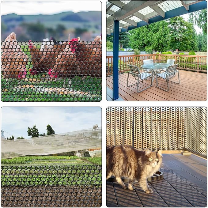 Upgraded 15.7IN x 33FT ABS Plastic Chicken Wire Fence Mesh, Poultry Fencing, Hexagonal Fencing Wire for Gardening, Construction Barrier Netting, Chicken Wire Frame Crafts, Floral Netting