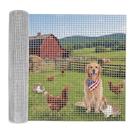 Chicken Wire 1/2 Inch 36in x 50ft Galvanized Welded Wire Mesh Roll, Chicken Wire Fence for Poultry Rabbit Snake Gopher Cage, Garden Plant Fencing & Animal Netting - Silver