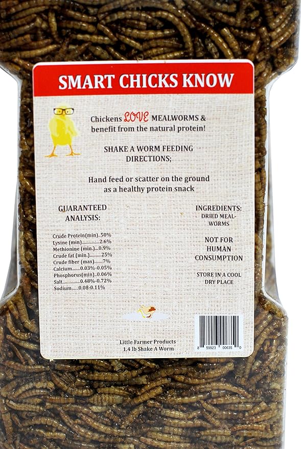 Shake A Worm | Dried Mealworms in a Reusable Shaker | Premium Poultry Treat for Chickens | 1.3 lb