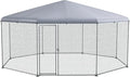 PawHut Large Chicken Coop Metal Chicken Run for Chickens with Waterproof and Anti-UV Cover, Polygon Shaped Walk in Fence Cage Hen House for Outdoor and Yard Farm Use, 1" Dia, 17.1' x 15.7' x 9'