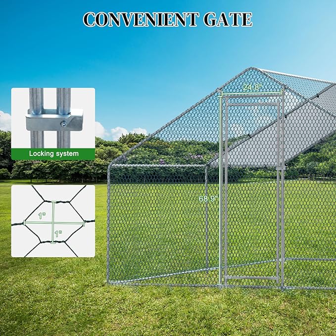 Outvita Chicken Coop, 13×10 FT Large Metal Chicken House, Poultry Habitat Cage with Waterproof Cover, Walk-in Chicken Run Pen for Small Animals, Yard, Farm, Patio