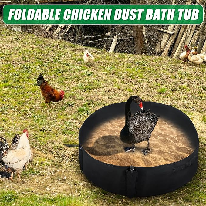 Chicken Dust Bath Tub Dust Bath for Chickens Chicken Coop Cleaner Container with 4 Ground Stakes Chicken Coop Accessory for Farms