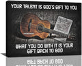 Vintage Guitar Wall Art - Chords Pictures Canvas Prints - Inspirational Artwork for Music Studio, Bedroom, Living Room, Bathroom - 16"x12"