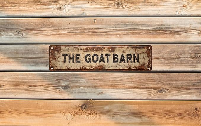 Vintage Tin The Goat Barn Sign Retro Metal Sign Suitable For Home Farm And Sheep Shed - Multi-Purpose Metal Sign For Indoor/Outdoor Use Plaque 4x16 Inch