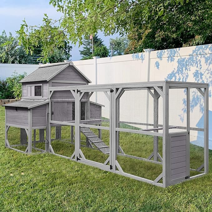 Chicken Coop Cage, Large Hen House with Run Outdoor Poultry Cage for 8-10 Chickens, Super Large (XX-Large)