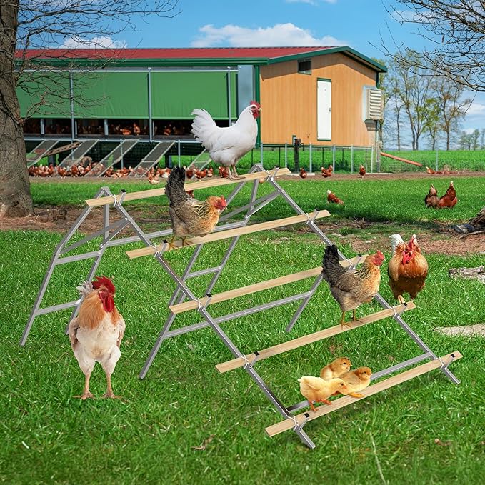 Chicken Perch Roosting Bars, Chicken Perch for Coop, Roosting Bars for Chickens Coop, Chicken Perch Ladder, DIY with Your Own Wooden Boards, Silver