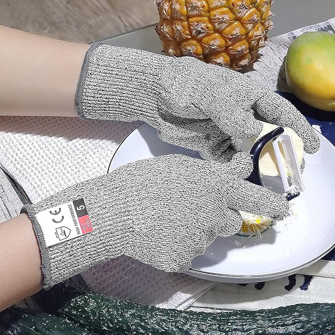 DEYAN Kids Sized Cut Resistant Gloves, 2 Pairs 8-11YRS Children Hands Cut Protection Gloves for Kitchen Use, Crafts, DIY, Garden and Yard works (Grey, X-Small)