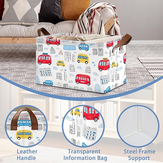 Car Storage Basket,Collapsible Storage Bin Cubes for Living Room Bedroom Blankets Home Storage 17x11.5x10Inch