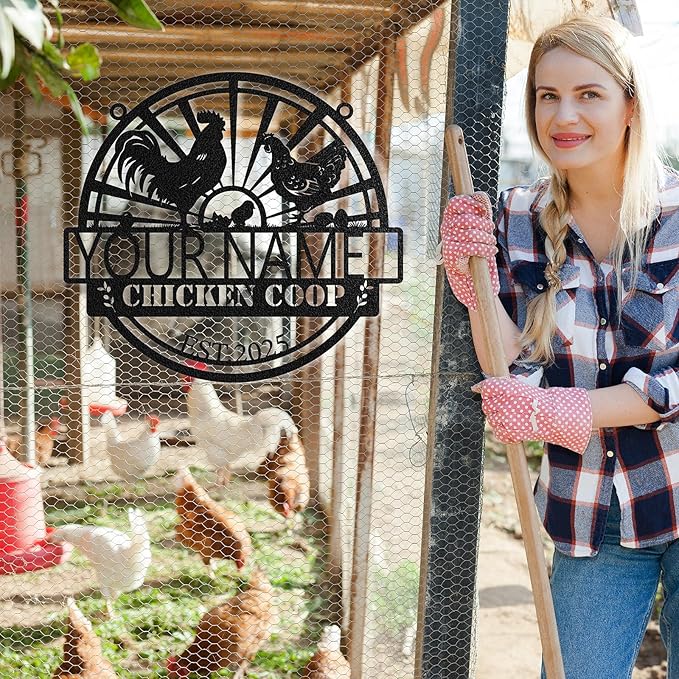 Custom Chicken Coop Signs, Personalized Chicken Coop Signs, Custom Metal Farm Sign for Outdoor, Chick Hen House Sign Funny Farmhouse Outside Wall Decor Gift