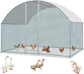 VINGLI Large Metal Chicken Coop, 6.5x9.8x6.5 ft Poultry Cage for Chicken Run, Walk-in Chicken Pen with Waterproof & Anti-UV Cover for Yard Outdoor (Silver-Dome Roof)