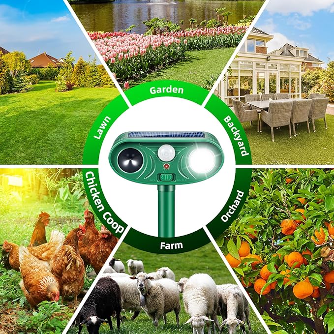2026 Sonic Fortress Pro Deer Repellent Devices, Racoon Repellent Outdoor Squirrel Fortress Pro IP65 Animal Repeller Cat Deterrent with Motion Sensor&Flash Light to Scare Dog Out of Garden Yard(2Pack)