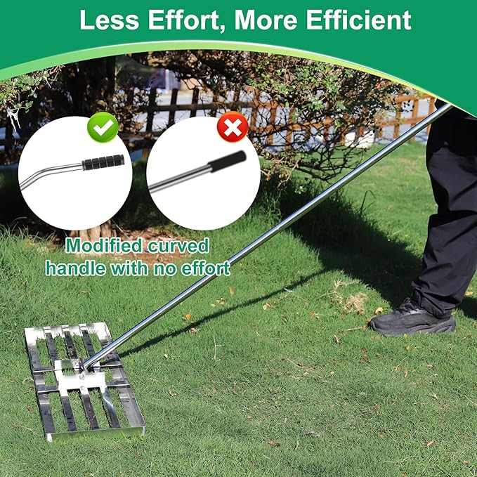 Lawn Leveling Rake 35x10 inch, Lawn Leveler Tool with 6.5ft Handle Rakes, 304Stainless Steel Yard Leveling Rake, Heavy Duty Soil Landscape Rake for Backyard, Garden, Farm, Pasture, Golf Course