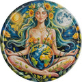 Garden Girl Metal Sign 8x8in Round Botanical Plaque for Shed Wall Decor Gardening Gift