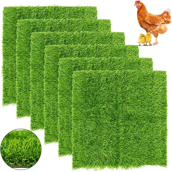 Chicken Nesting Pads Set 12×12"-Washable Artificial Grass Nesting Pads-for Chickens Coopsfor Chicken Coop and Pet Garden Lawn Indoor Outdoor (6 Pack)
