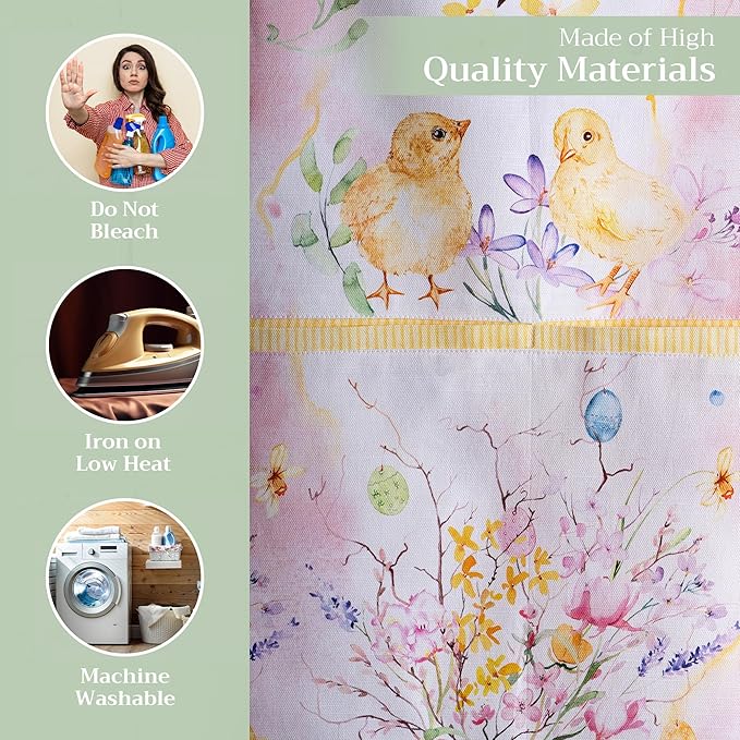 Maison d' Hermine 100% Cotton Apron for women with Pocket Kitchen Chef Apron for Men Cooking Easter Decorations