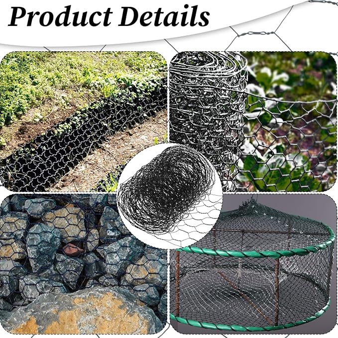 Chicken Wire for Crafts, 4.13in x 118in Sturdy Practical Chicken Wire Fence Multifunctional Wires Mesh Roll for Garden Floral Arrangements Craft Projects(Black)