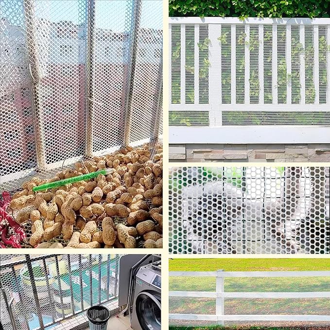Plastic Wire Mesh Fence 16in x 10Ft Plastic Chicken Wire Mesh for Poultry, Dogs, Rabbit, Snake Barrier & Gardening Versatile Plastic Fencing (16in x 10Ft, White)