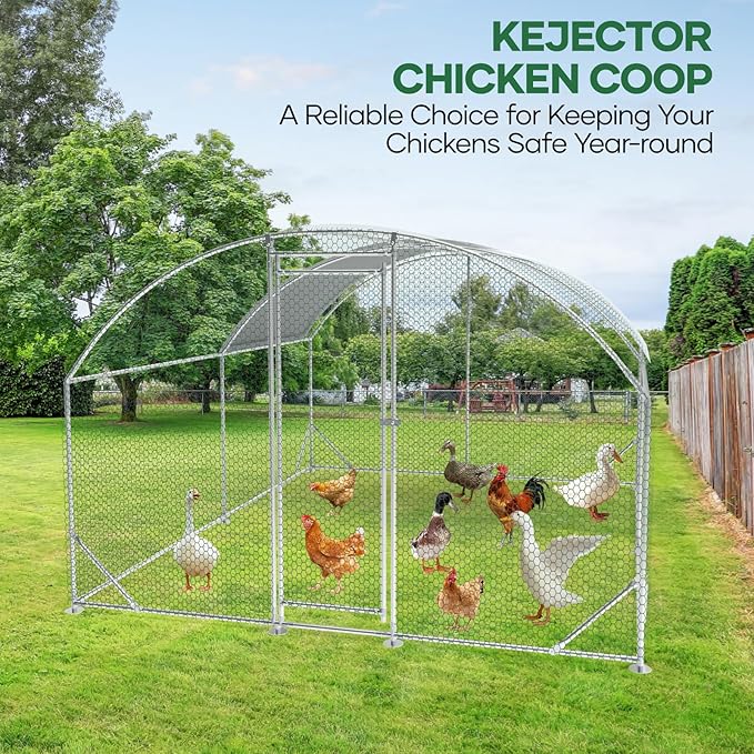 Metal Chicken Coop with Runs for Yard with Cover Waterproof Quail Coop Walk in Duck Coop, Chicken Pen House Cage gallinero para gallinas with Security Lock for Outdoor Farm Rabbit Run 19.6x9.8x6.5ft
