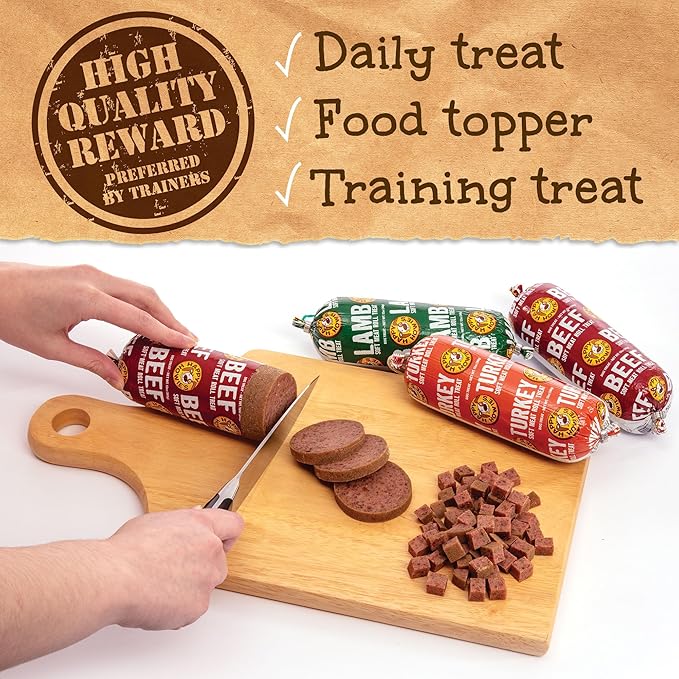 Happy Howie's Soft Meat Roll Treat - Soft Dog Food Rolls, High Protein, Natural Ingredients, for All Dogs, Made in USA - Turkey, 7 Oz (Pack of 4)