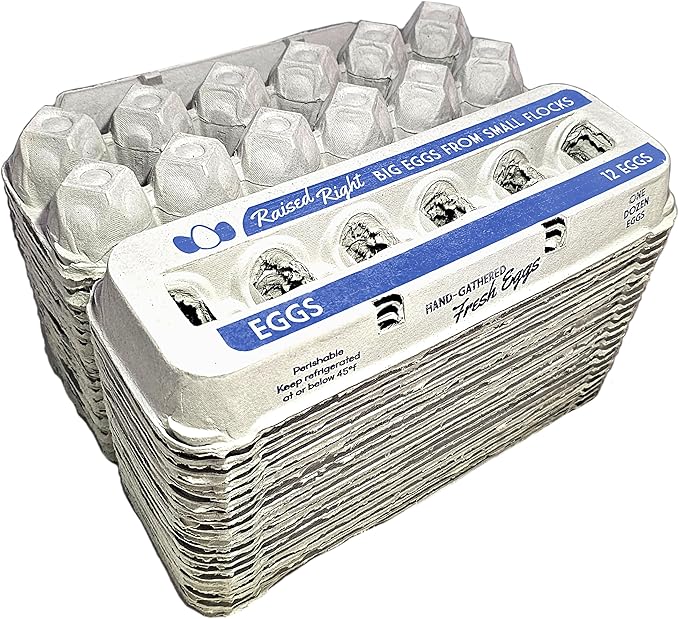Henlay Jumbo Egg Cartons for 12 Farm Fresh Eggs – Cute Printed Design, Recycled Paper Cardboard, Durable & Reusable Egg Container (20)