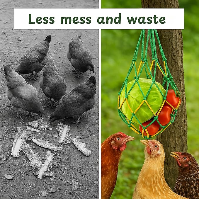 4PCS Chicken Vegetable Hanging Feeder Treat Holder, Chicken Treat Holder, Hanging Chickens Feeder Bags, Food Net Poultry Feeding Toy, Chickens Coop Accessories (4 Bags)