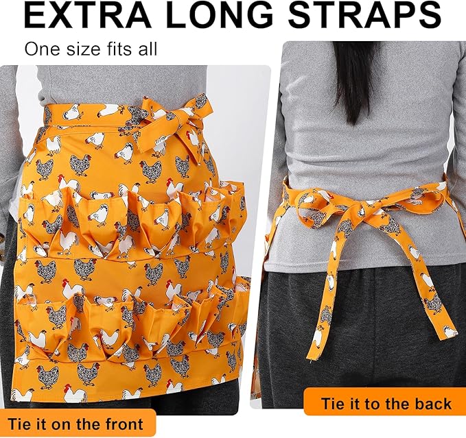 Egg Collecting Apron, 12 Pouches Chicken Egg Apron, Farmhouse Aprons for Chicken, Duck, Goose, Poultry Collection