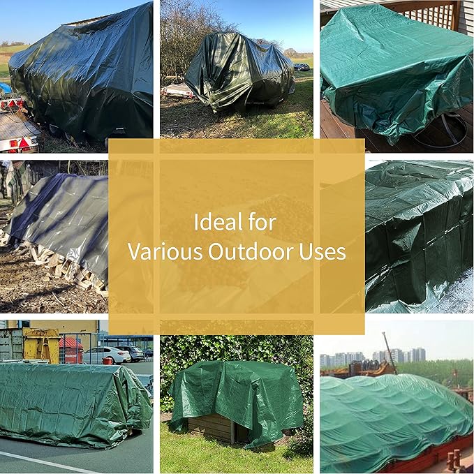 GUARD SHIELD Green Tarp Waterproof 12x12 Feet Medium Duty All Purpose Poly Tarps Cover 7mil