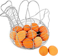Chicken Shaped Egg Collection Basket - Wire Farmhouse Style Storage, Chrome Egg Holder for Kitchen Organization