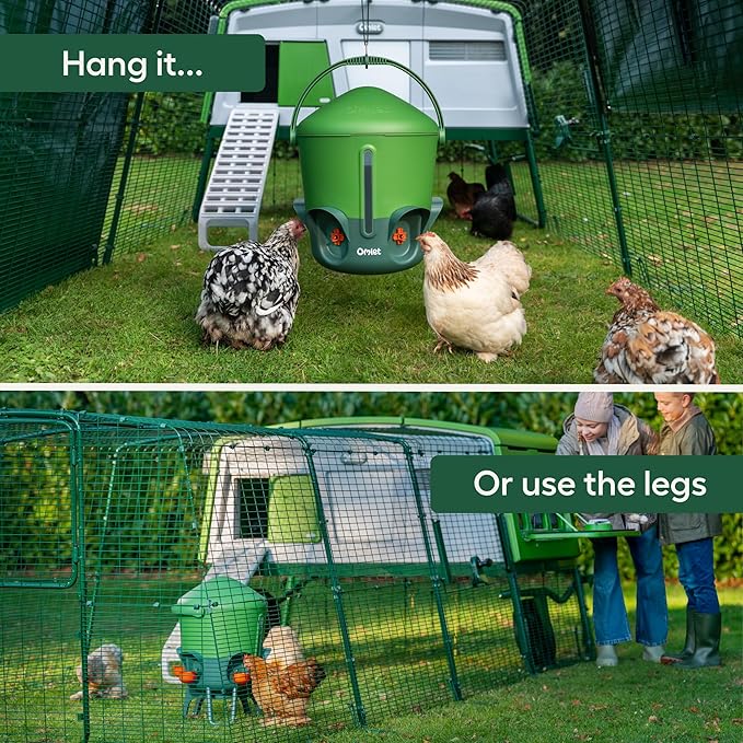 Omlet Insulated Chicken Waterer, 3 Gallon | Stay-Clean Automatic Water Dispenser for Chickens | BPA-Free | Anti-Roost Domed Lid | Includes 5 Cups & Nipples | Eglu Green
