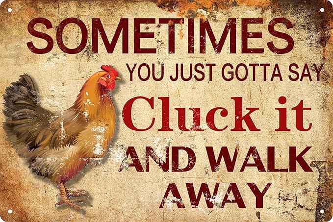 Chicken Cluck It Funny Metal Tin Sign Novelty Home Room Decor Wall Decor Bathroom Bar Cafe Garage Farmhouse Decor 8x12 in