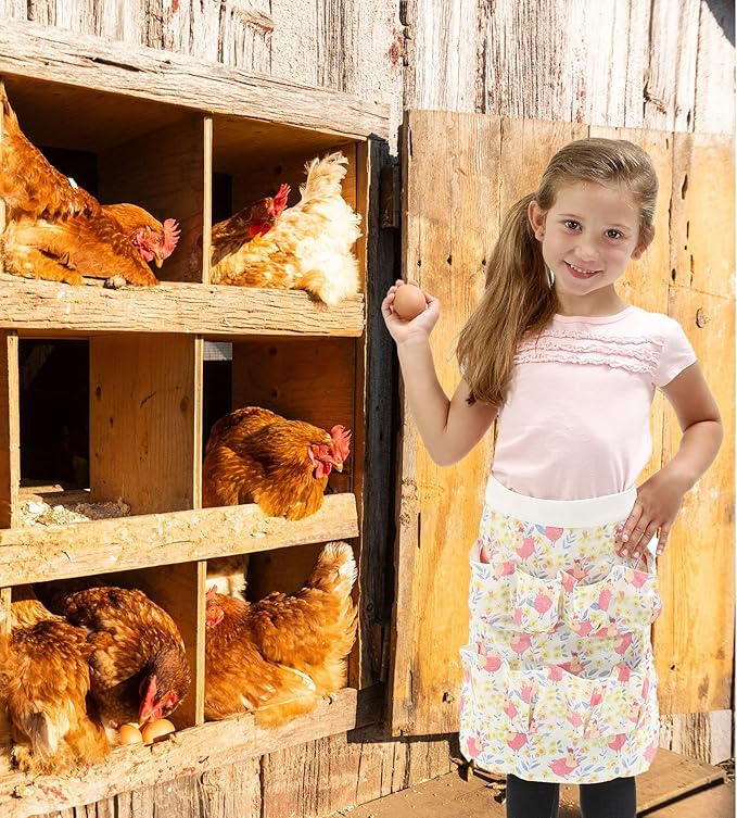 Plum Hill Kids Chicken Egg Collecting Apron with Pockets