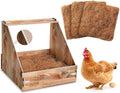 Chicken Nesting Box with 3 Pads for Laying Eggs Plastic Hen Nest Box Wooden Surface Chicken Coop Laying Boxes for Hen Duck Poultry