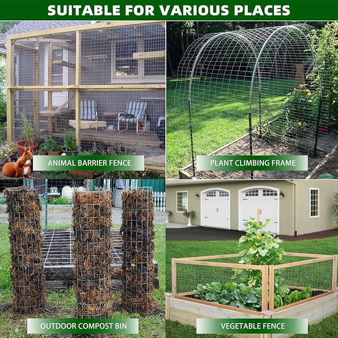 Welded Wire Fence, 50ft(L) x 48inch(H) Garden Fence for Dog, 2 Inch x 3 Inch 16GA Fencing for Chicken, PVC Coated Anti-Rust Roll Metal Wire Mesh Fence for Yard Vegetable, Green