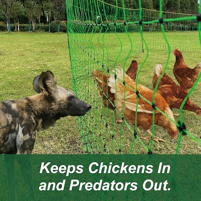 1 Pack Premium Portable Pre-Assembled Poultry Netting Electric Fence 47.3" x 98.5', Green,Utility Portable Mesh for Chickens, Ducks,Geese,Rabbits,Used in Backyards,Farms,and Ranches