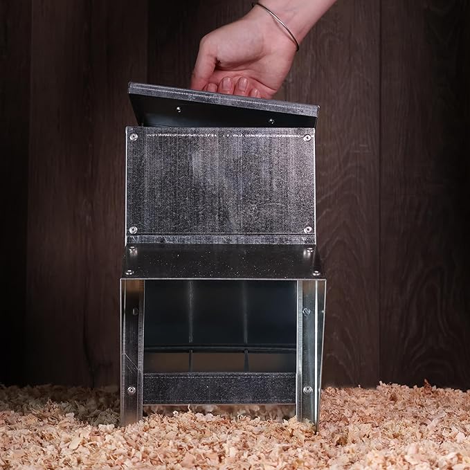 Rural365 11.5lb Capacity Galvanized Chicken Feeder - Rat Proof Poultry Feeder with Lid Weatherproof Outdoor Coop Food Dispenser