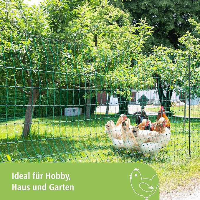 Kerbl Poultry Net (50 m, Height 106 cm, Non-Electrical, Reinforced Top Line, 15 Plastic Stakes) 292276