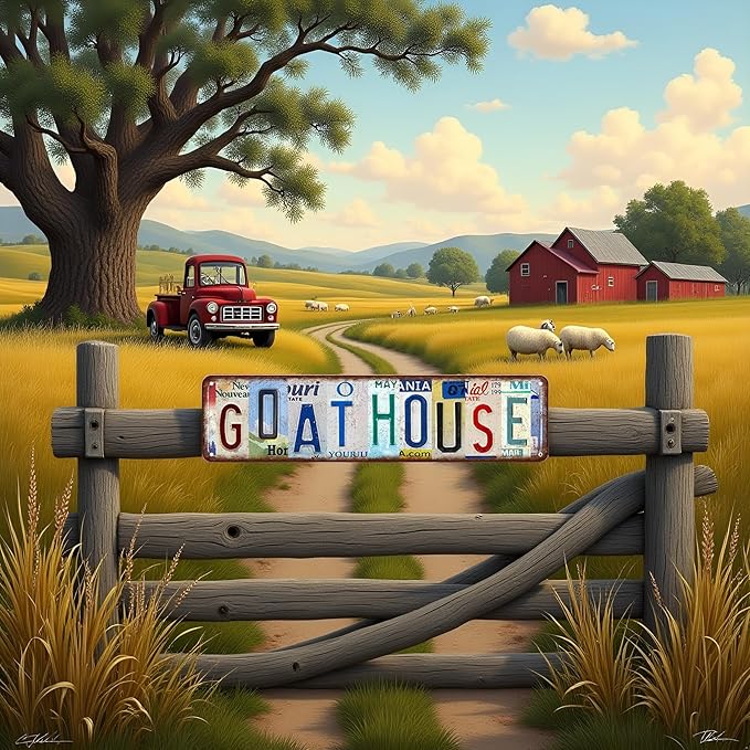 Goat House Metal Tin Sign Vintage Goat House Wall Decor Street Signs Goat Accessories Gifts For Goats Lovers Wall Art 4x16 Inch