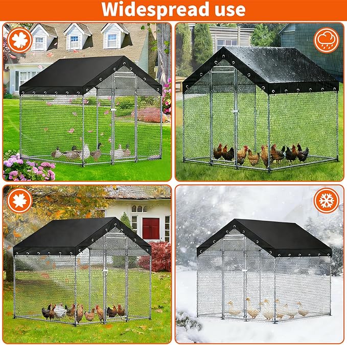 Outdoor Chicken Coop Cover for 9.8x6.5ft Large Metal Chicken Run 600D Waterproof Sunshade Cover UV Resistant Weatherproof Heavy Duty Outdoor Replaceable Large Chicken Coops Top Covers,Only Cover,Black
