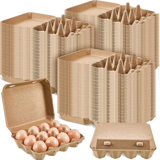 Rtteri 200 Pcs Egg Cartons Bulk 3x4 Style Egg Storage Containers Holder for Fresh Duck Quail Storage Kitchen Family Farmhouse (Natural Color)