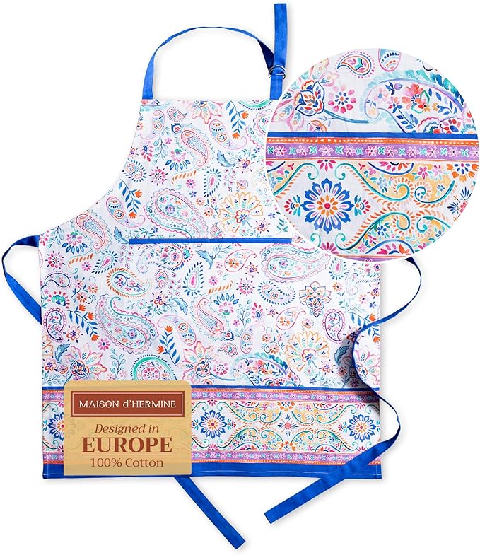 Maison d' Hermine 100% Cotton Apron for women with Pocket Kitchen Chef Apron for Men Cooking Easter Decorations