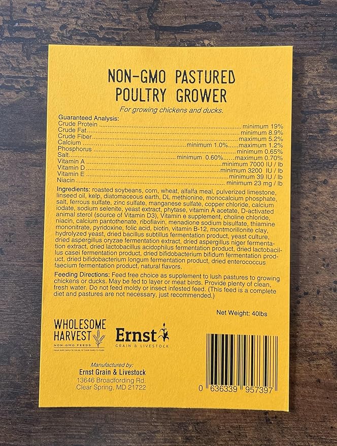 Non-GMO Pastured Poultry Grower 19% for Growing Chickens and Ducks - 10 lbs