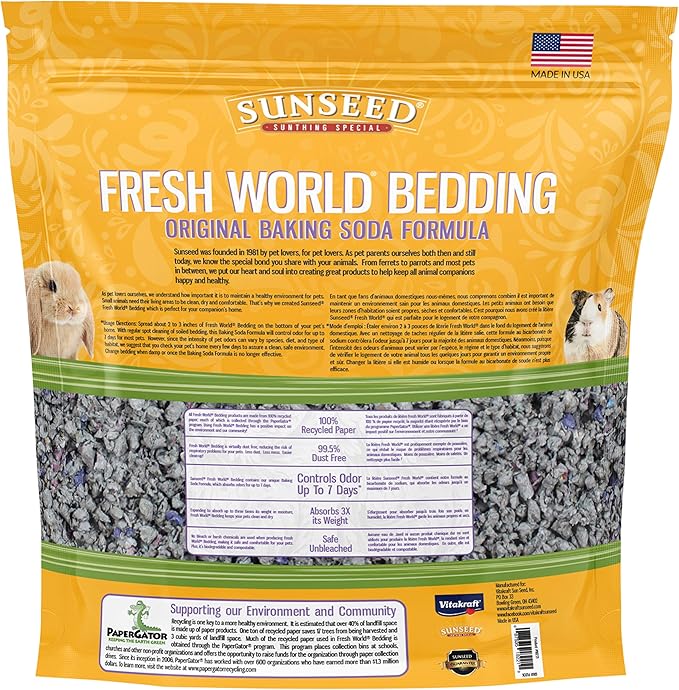 Vitakraft Sunseed 18221 Fresh World Bedding for Small Animals, Original Gray - 975 Cubic Inch