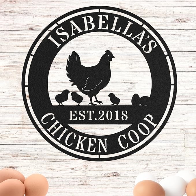 Customizable Chicken Coop Sign, Personalized Henhouse Wall Decor, Metal Farm Wall Art, Outdoor Gift for Urban Farmers, Custom Chicken House Name Sign