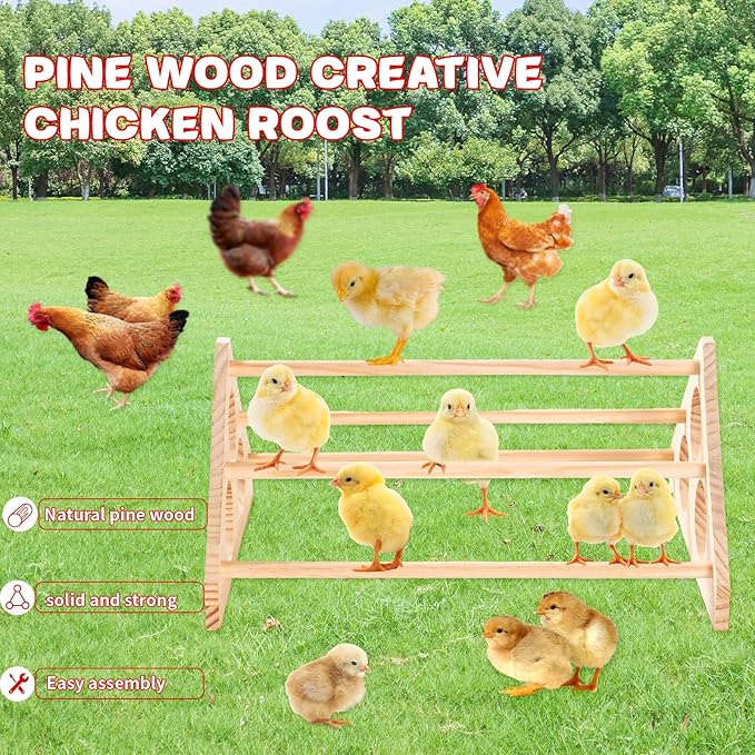 Chicken Perch for Coop - Roosting Bars for Chickens - Chick Brooder Perch & Enrichment Toys for Hens - Safe Wooden Adjustable Roosting Perch for Baby Chicks and Adult Chickens Accessories(Shape-2)