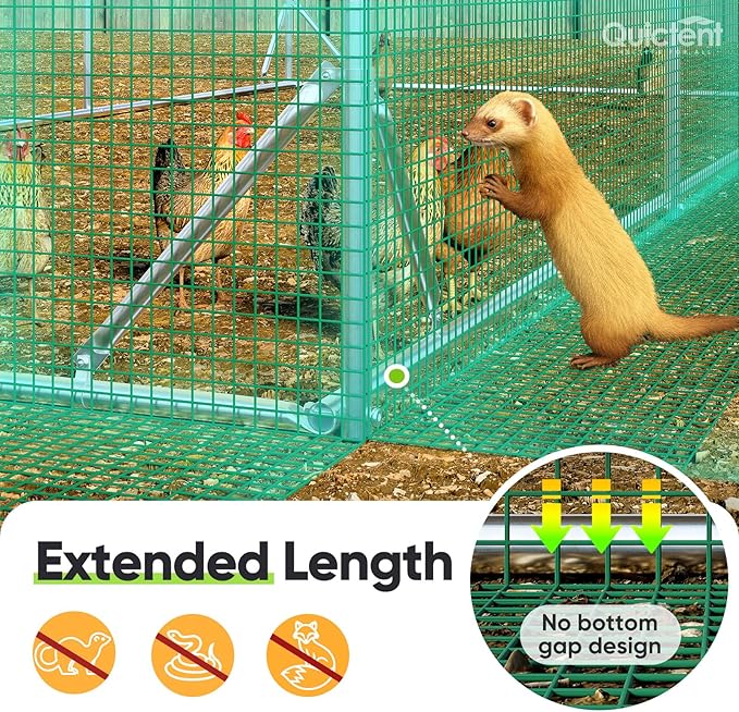 Quictent Large Metal Chicken Coop Run for 30+ Poultry with Nesting Box, Side Hardware Cloth & Cover, Advanced Series Outdoor Walk-in Cage Hen Duck Rabbit Dog Pen Yard Farm House, 18x9x6.6FT