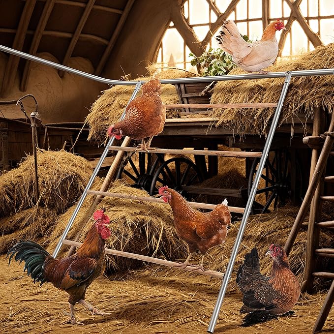 YUMEKA Chicken Roosting Ladder,Chicken Perch for Coop,Chick Roosting Bars, Cock Coop Toys, Suitable for Chicken Run and Chicken Perch, Backyard Poultry, Farm Roost Toys for Hen 55.1' L x 40.1' W