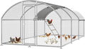 Chicken Coop with Roosting Perch, Large Metal Chicken Hen Run Poultry Cage with Water-Resident Cover for Rabbit Duck House Walk-in Chicken Pen for Yard, Dome Roof(10’ W x 19.7’ L x 6.4’ H)