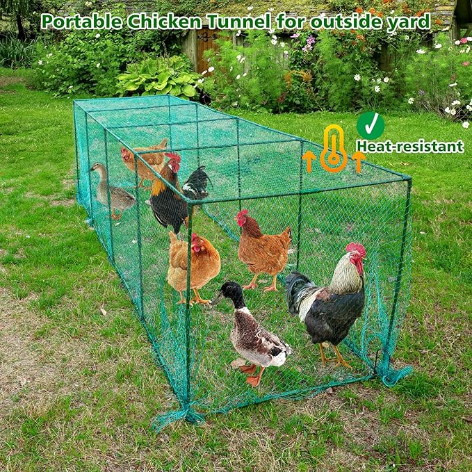UNIFAMILY Large Chicken Tunnels,126 x 31IN Portable Chicken Coop Cube Run, DIY Chicken Tunnel for Outside Yard, Chickens Runs for Yard Easy Installation Poultry Coop Suitable for Duck, Rabbit